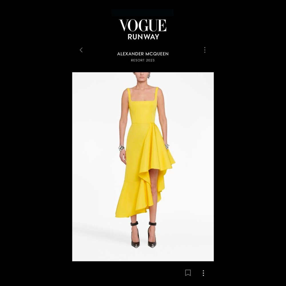 $3290 NWT Alexander McQueen Asymmetric Ruffle Runway Midi Dress